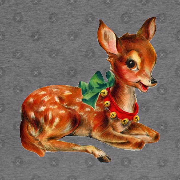 Vintage Christmas Cute Reindeer by PUFFYP